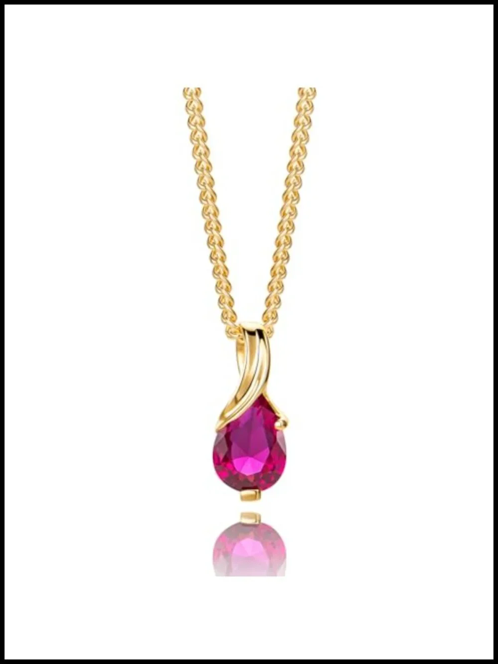 14k Yellow Gold Ruby Pendant Necklace, 18k Gold Plated 925 Sterling Silver
